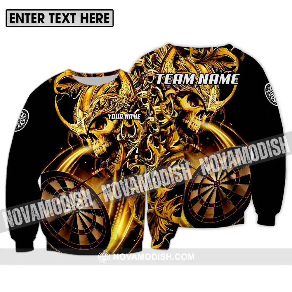 Unisex Shirt - Custom Name And Team Name Darts Shirt Gold Darts Long Sleeve / S T-shirt