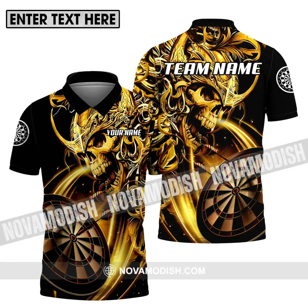 Unisex Shirt - Custom Name And Team Name Darts Shirt Gold Darts Polo Shirt / S T-shirt