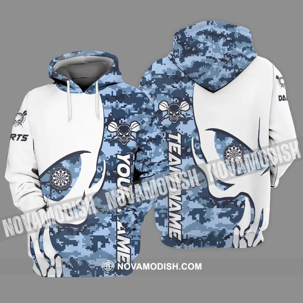 Unisex Shirt - Custom Name And Team Name Darts Shirt Navy Pattern Hoodie / S T-shirt