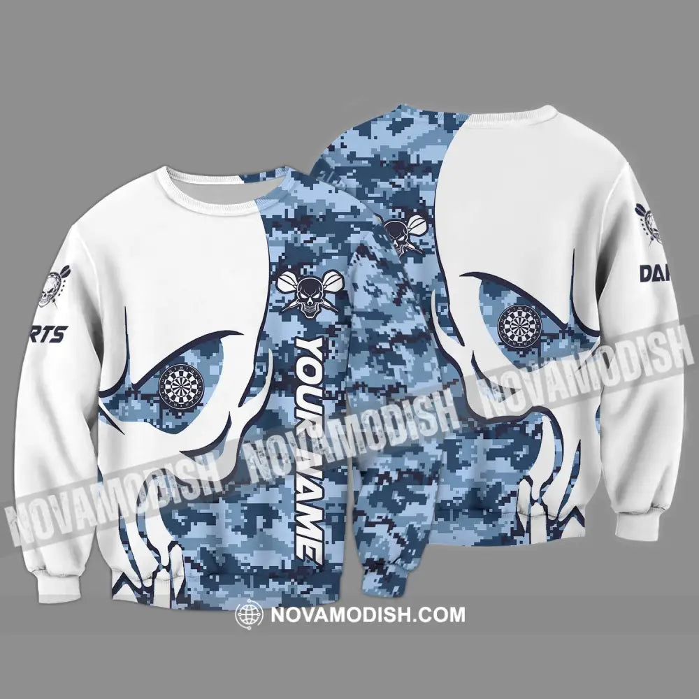 Unisex Shirt - Custom Name And Team Name Darts Shirt Navy Pattern Long Sleeve / S T-shirt