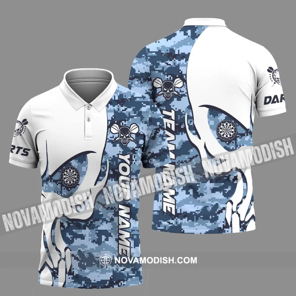 Unisex Shirt - Custom Name And Team Name Darts Shirt Navy Pattern Polo Shirt / S T-shirt