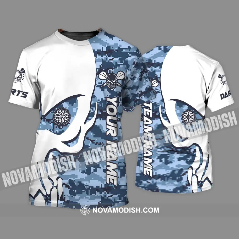 Unisex Shirt - Custom Name And Team Name Darts Shirt Navy Pattern T-Shirt / S T-shirt