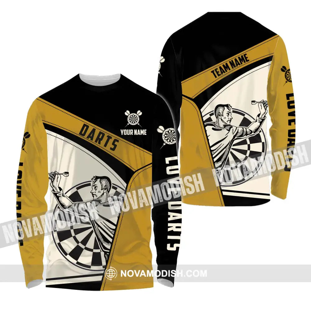 Unisex Shirt - Custom Name And Team Name Darts Shirt Playing Long Sleeve Shirt / S T-shirt