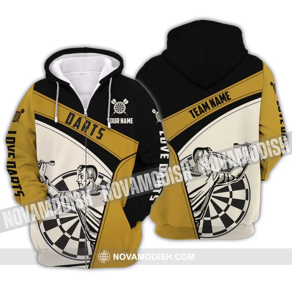 Unisex Shirt - Custom Name And Team Name Darts Shirt Playing Zipper Hoodie / S T-shirt