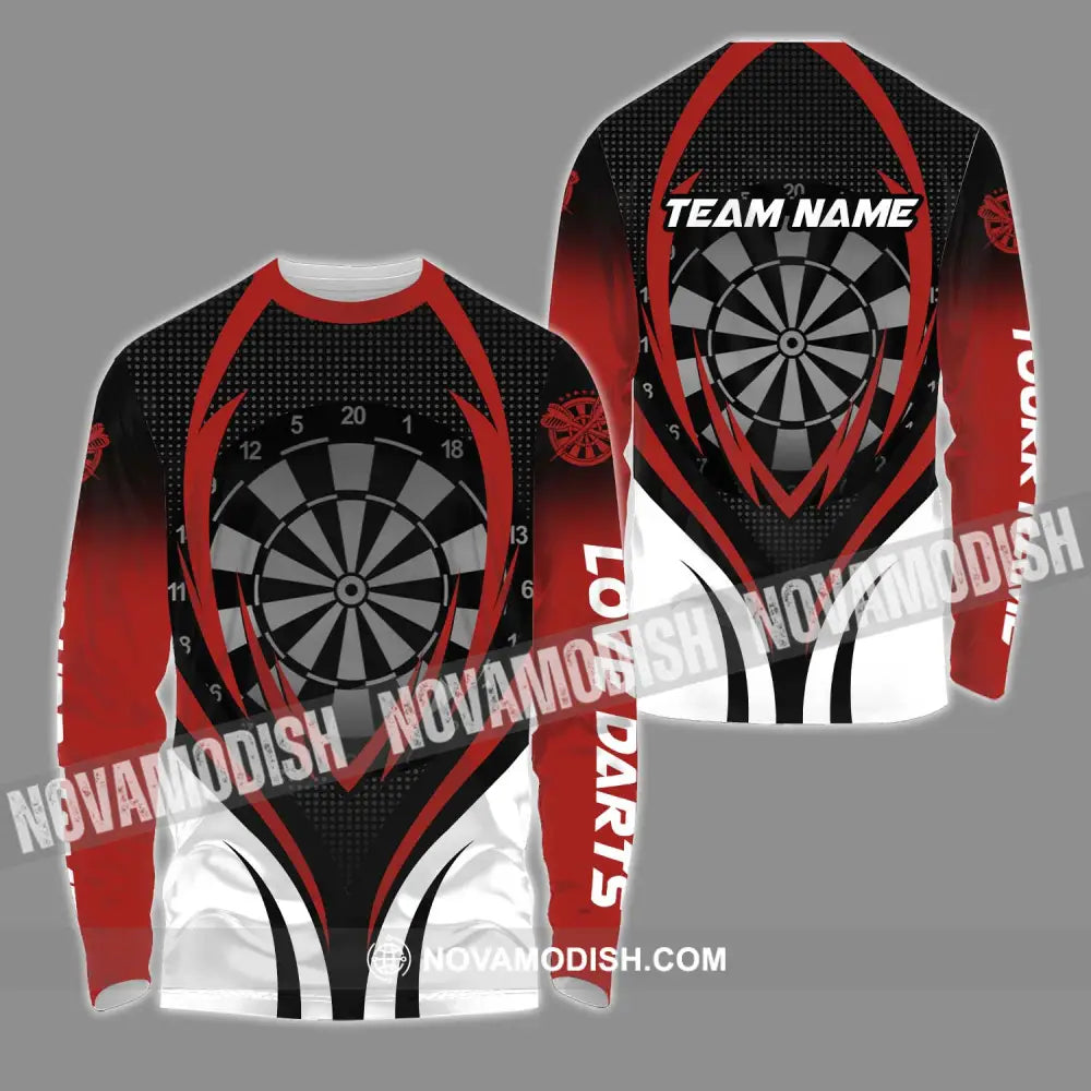 Unisex Shirt - Custom Name And Team Name Shirt Darts Sport Style Shirt Long Sleeve Shirt / S T-shirt
