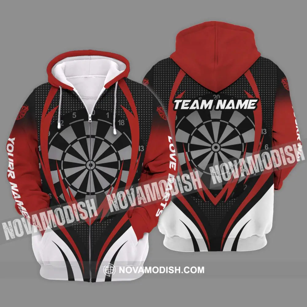 Unisex Shirt - Custom Name And Team Name Shirt Darts Sport Style Shirt Zipper Hoodie / S T-shirt