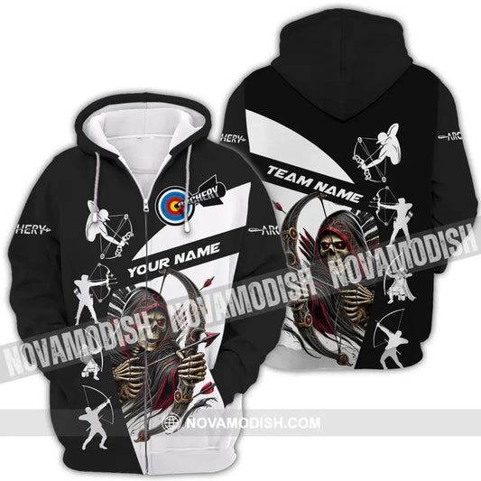 Unisex Shirt - Custom Name And Team Name Shirt Death Archery Zipper Hoodie / S T-shirt