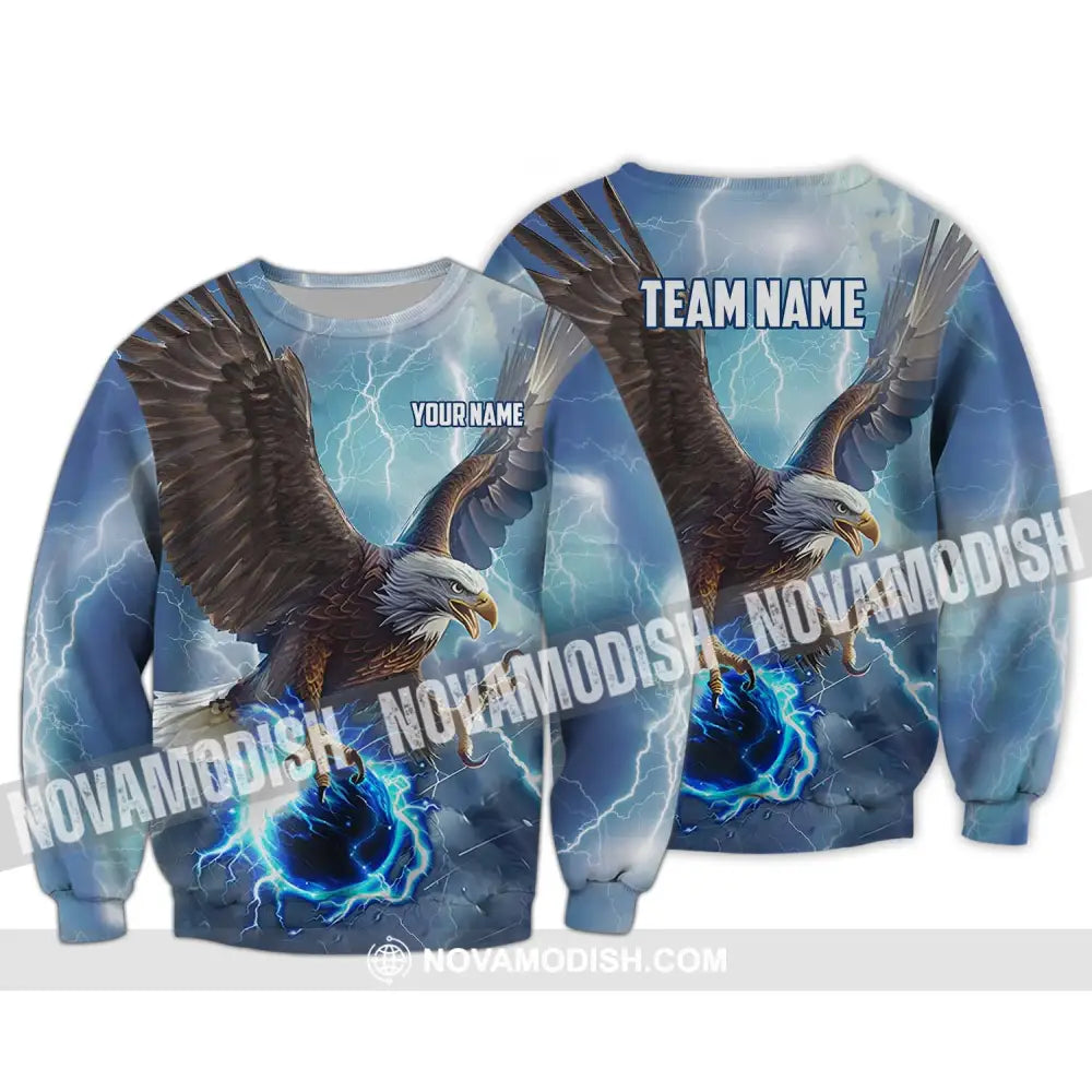 Unisex Shirt - Custom Name And Team Name Shirt Eagle Bowling King Of The Sky Long Sleeve / S T-shirt