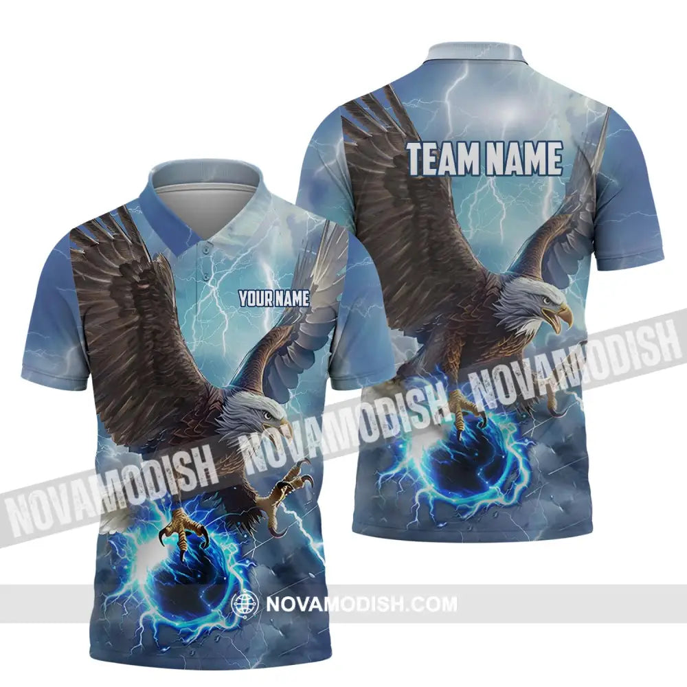 Unisex Shirt - Custom Name And Team Name Shirt Eagle Bowling King Of The Sky Polo Shirt / S T-shirt