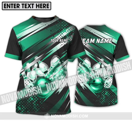 Unisex Shirt - Custom Name And Team Name Shirt Emerald Bowling Ball And Pins T-Shirt / S T-shirt