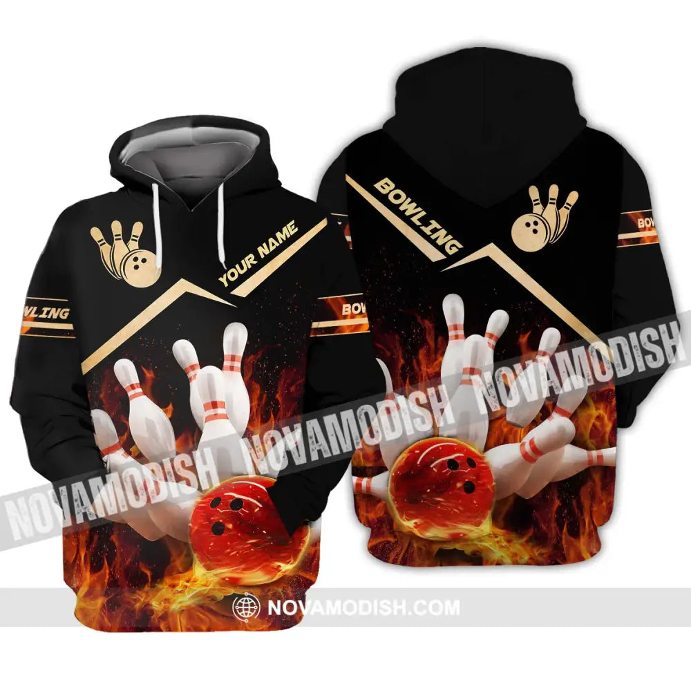 Unisex Shirt - Custom Name And Team Name Shirt Fiery Bowling Shirt Hoodie / S T-shirt