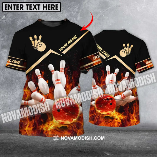 Unisex Shirt - Custom Name And Team Name Shirt Fiery Bowling Shirt T-shirt