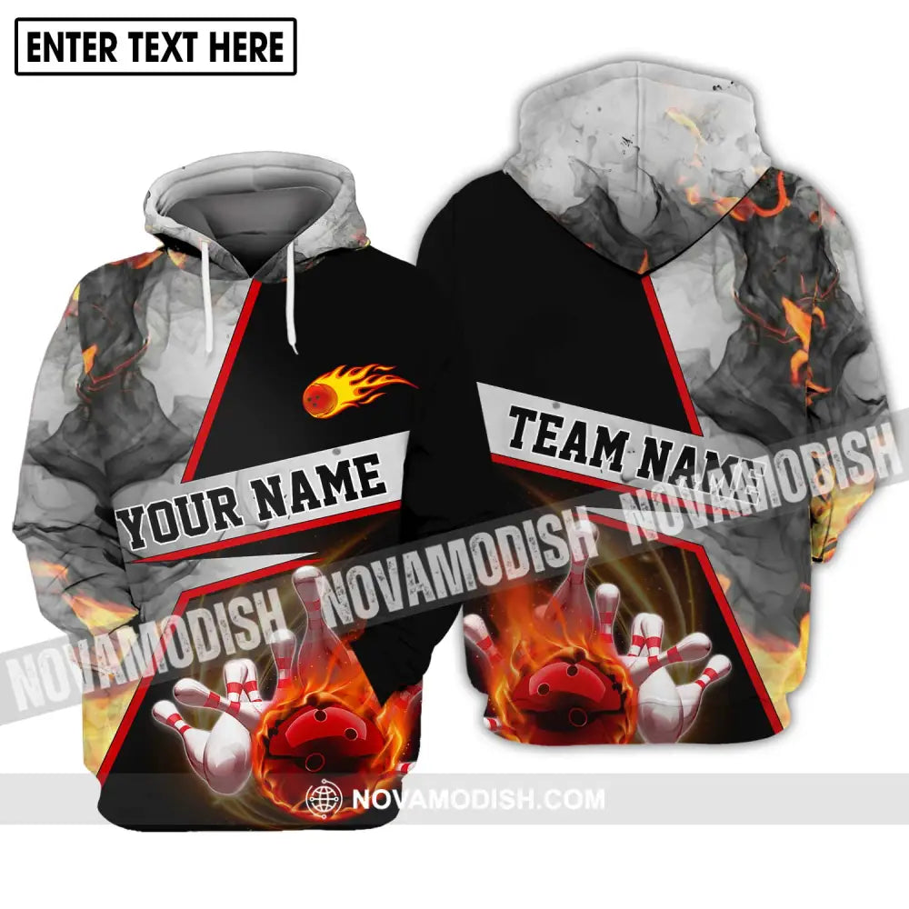 Unisex Shirt - Custom Name And Team Name Shirt Fire Ball Bowling Lover Shirt Hoodie / S T-shirt