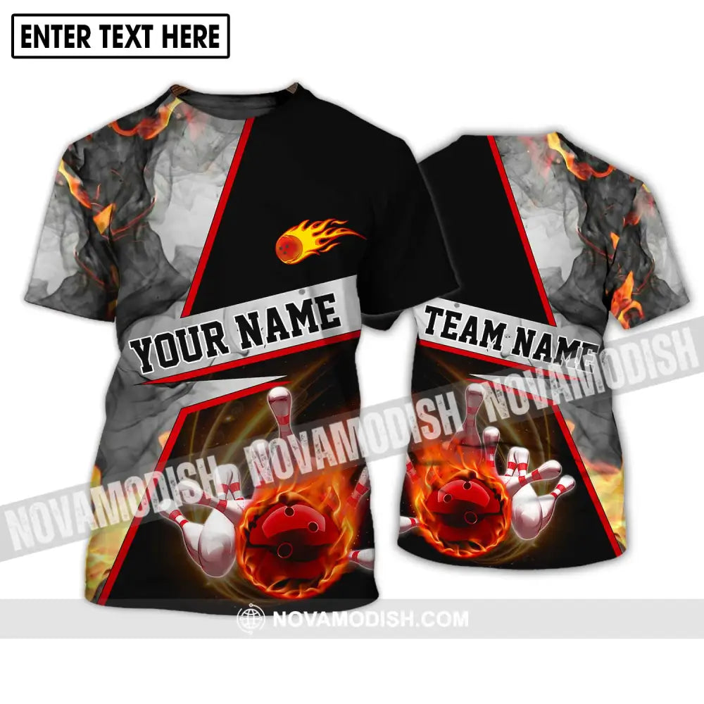 Unisex Shirt - Custom Name And Team Name Shirt Fire Ball Bowling Lover Shirt T-Shirt / S T-shirt