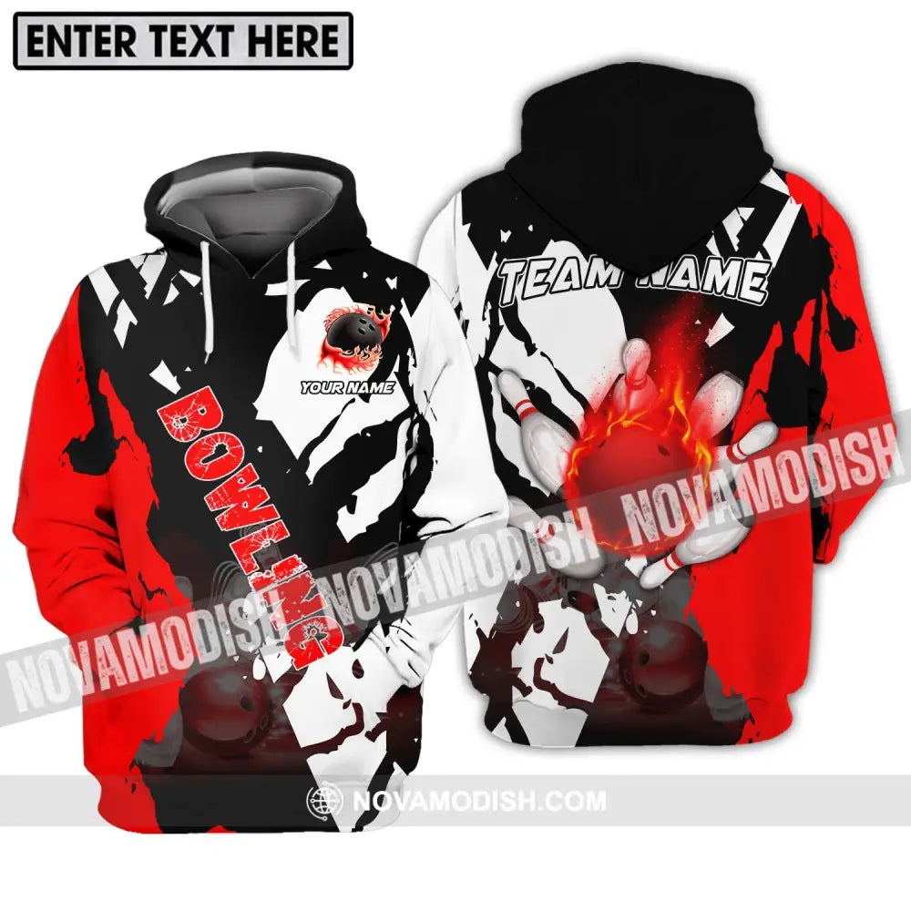 Unisex Shirt - Custom Name And Team Name Shirt Fire Bowling Ball Player Shirt Hoodie / S T-shirt