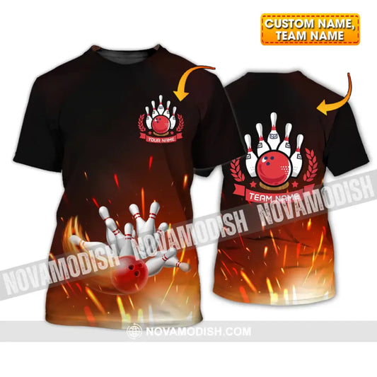 Unisex Shirt - Custom Name And Team Name Shirt -Fire Bowling Balls T-shirt