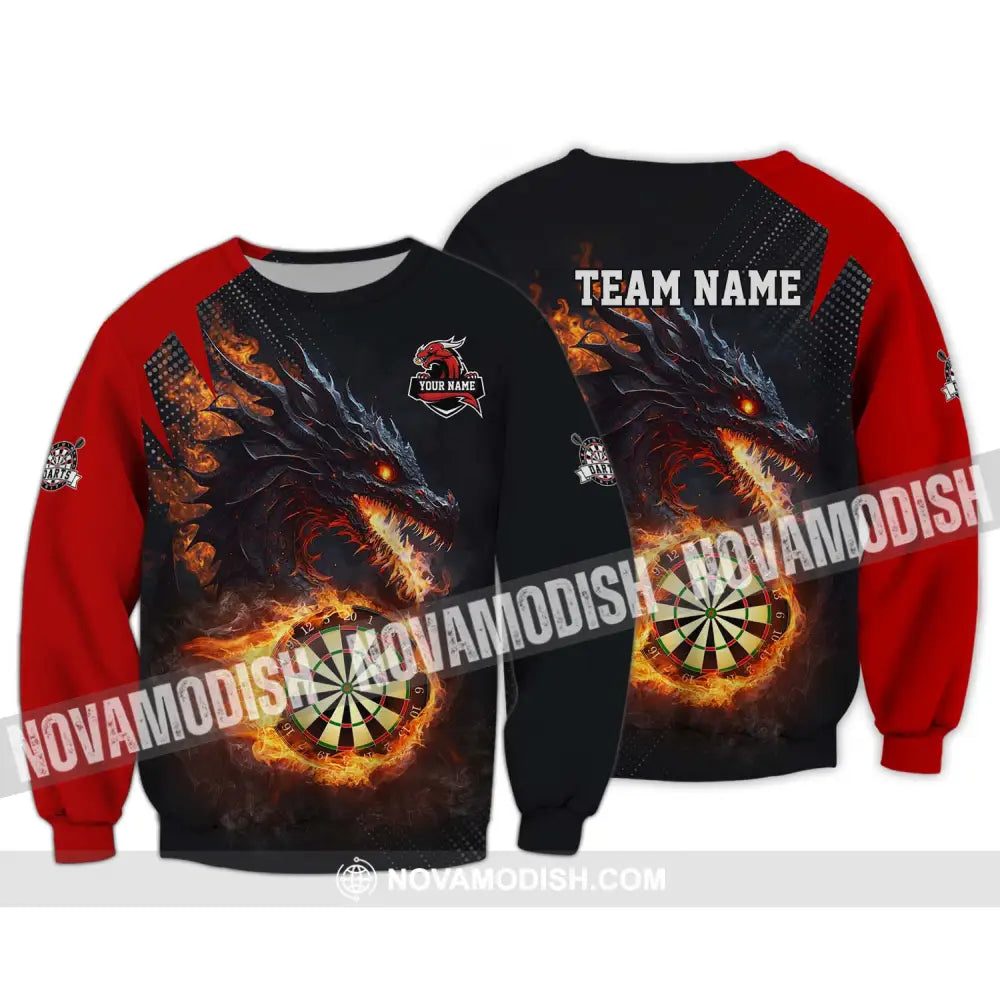 Unisex Shirt - Custom Name And Team Name Shirt Fire Dragon Darts Shirt Long Sleeve / S T-shirt