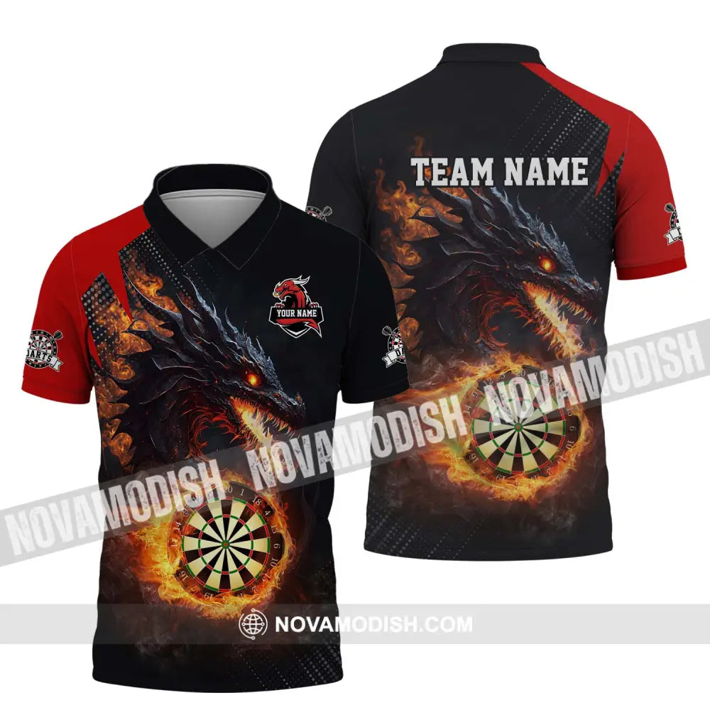 Unisex Shirt - Custom Name And Team Name Shirt Fire Dragon Darts Shirt Polo Shirt / S T-shirt