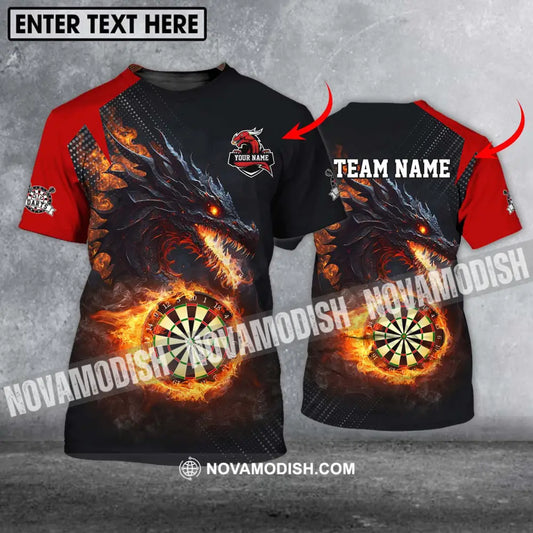 Unisex Shirt - Custom Name And Team Name Shirt Fire Dragon Darts Shirt T-shirt