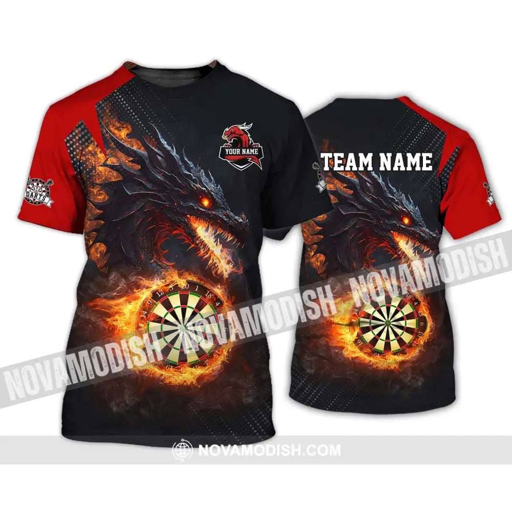 Unisex Shirt - Custom Name And Team Name Shirt Fire Dragon Darts Shirt T-Shirt / S T-shirt