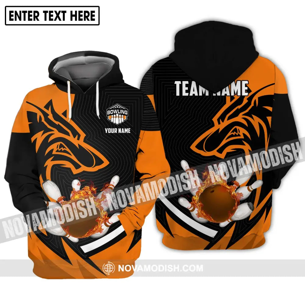 Unisex Shirt - Custom Name And Team Name Shirt Fire Wolf Bowling Shirt Hoodie / S T-shirt