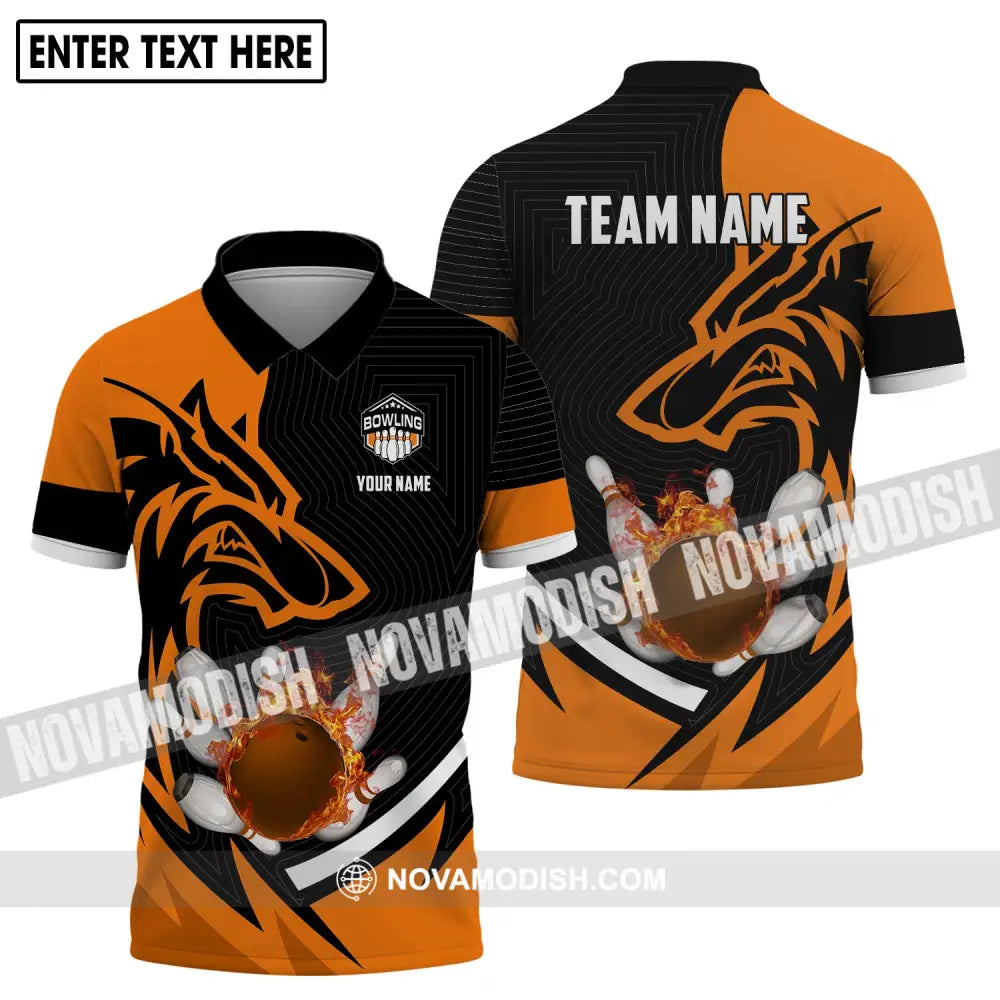 Unisex Shirt - Custom Name And Team Name Shirt Fire Wolf Bowling Shirt Polo Shirt / S T-shirt