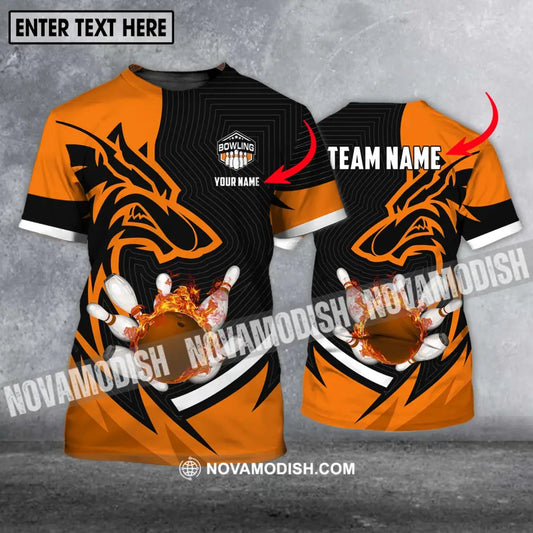Unisex Shirt - Custom Name And Team Name Shirt Fire Wolf Bowling Shirt T-shirt