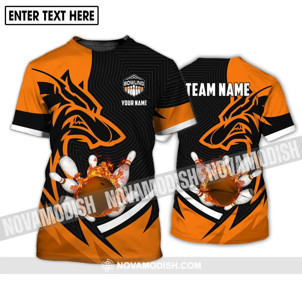 Unisex Shirt - Custom Name And Team Name Shirt Fire Wolf Bowling Shirt T-Shirt / S T-shirt