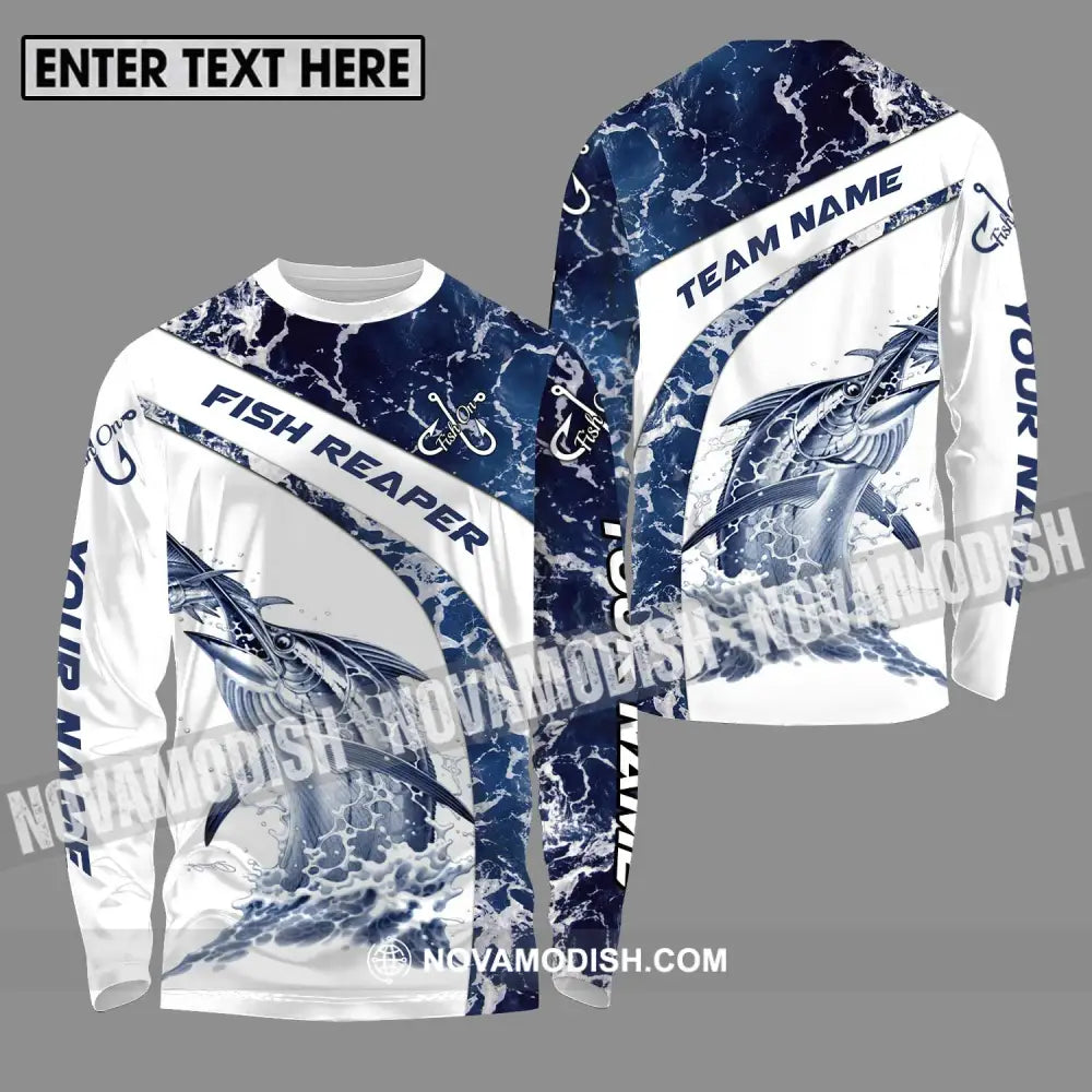 Unisex Shirt - Custom Name And Team Name Shirt Fish On Fish Long Sleeve Shirt / S T-shirt
