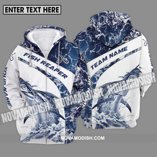 Unisex Shirt - Custom Name And Team Name Shirt Fish On Fish Zipper Hoodie / S T-shirt