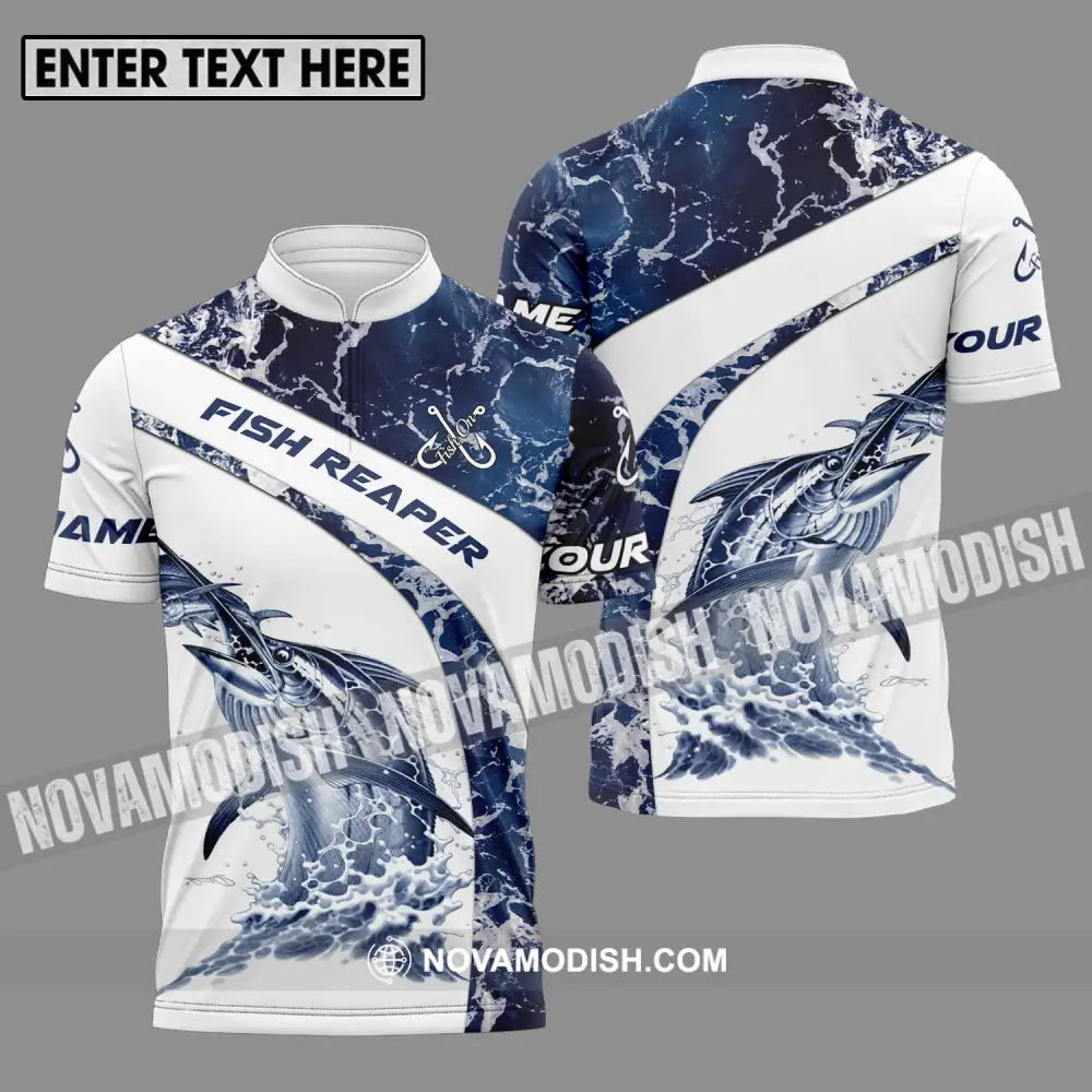 Unisex Shirt - Custom Name And Team Name Shirt Fish On Fish Zipper Polo Shirt / S T-shirt