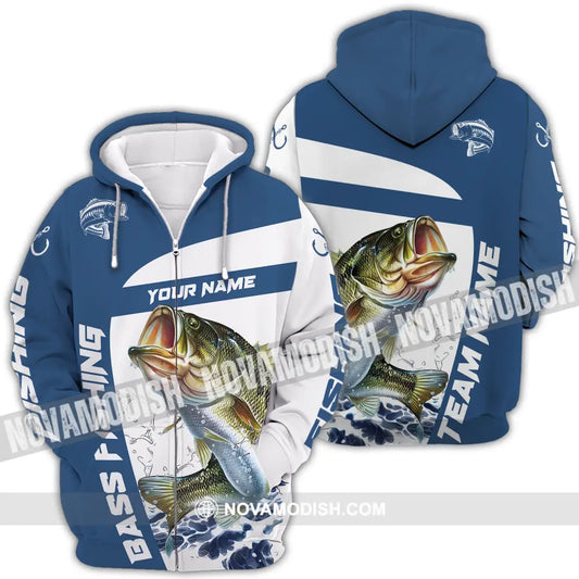 Unisex Shirt - Custom Name And Team Name Fishing Shirt Bass Fishing Shirt Zipper Hoodie / S T-shirt
