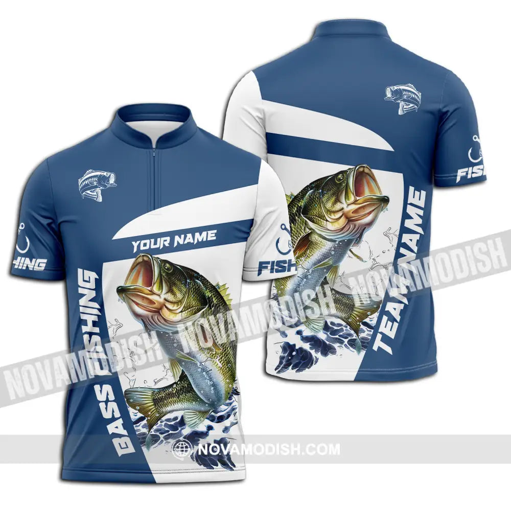 Unisex Shirt - Custom Name And Team Name Fishing Shirt Bass Fishing Shirt Zipper Polo Shirt / S T-shirt