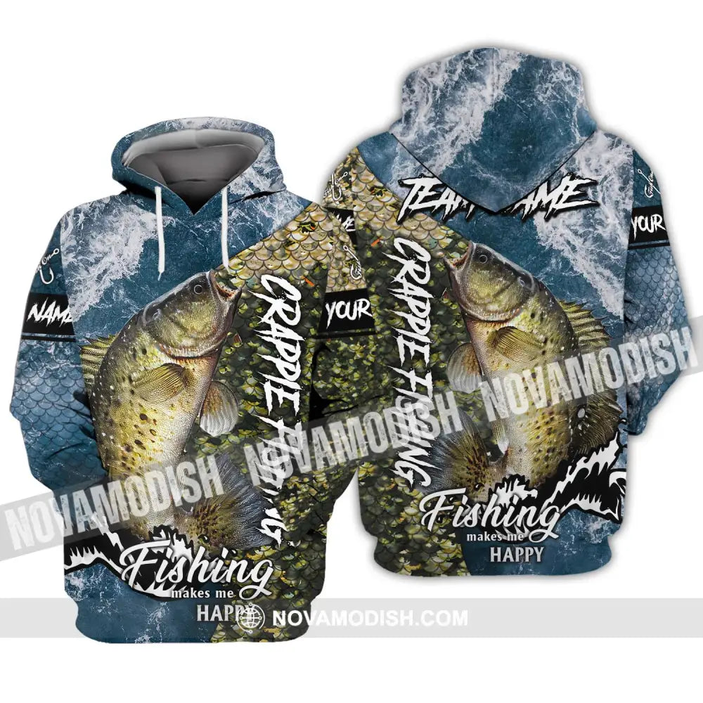Unisex Shirt - Custom Name And Team Name Fishing Shirt Fishing Makes Me Happy Hoodie / S T-shirt