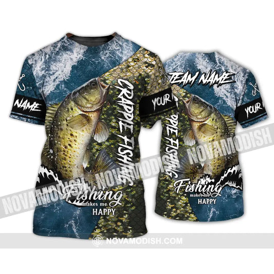 Unisex Shirt - Custom Name And Team Name Fishing Shirt Fishing Makes Me Happy T-Shirt / S T-shirt