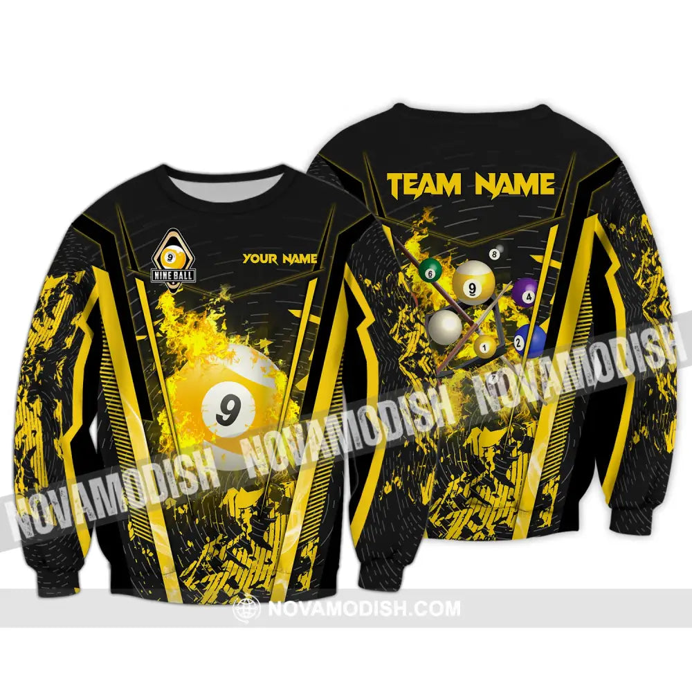 Unisex Shirt Custom Name And Team For Billiard Lover Hoodie Polo Long Sleeve / S T-Shirt