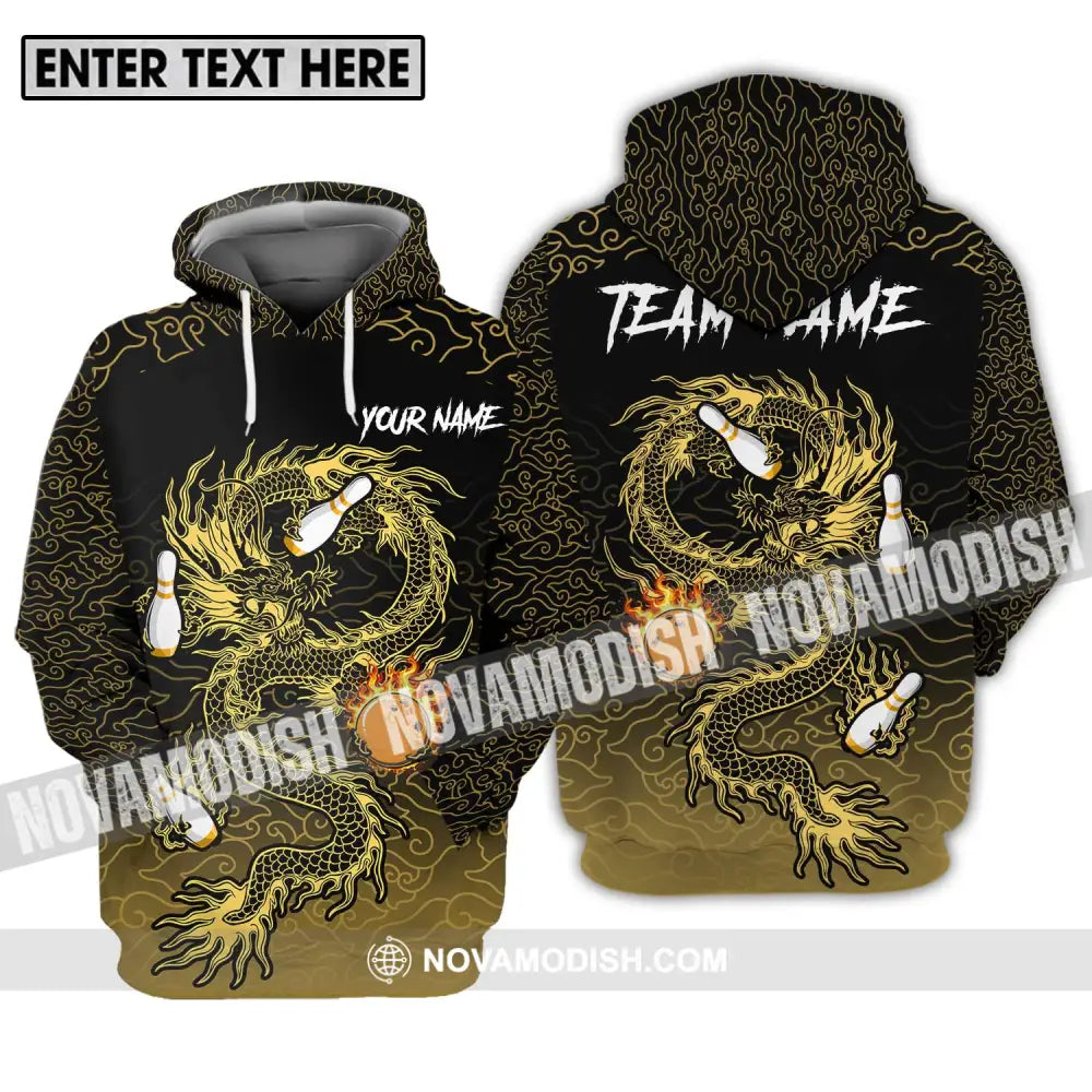 Unisex Shirt - Custom Name And Team Name Shirt For Bowling Lover Dragon Bowling Hoodie / S T-shirt