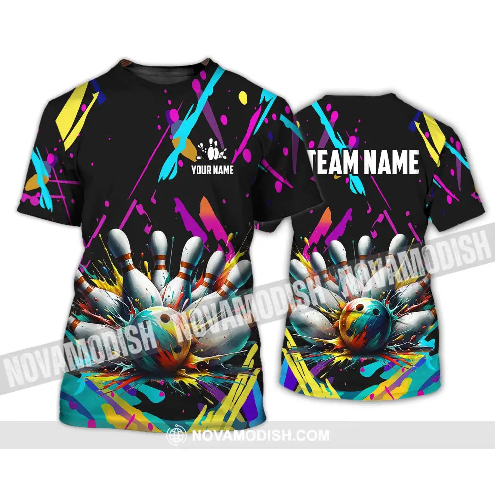 Unisex Shirt - Custom Name And Team Name Shirt Full Of Colorful Bowling Shirt T-Shirt / S T-shirt