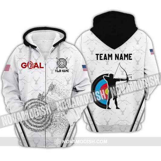 Unisex Shirt - Custom Name And Team Name Shirt - Gold Archery Lover Shirt Zipper Hoodie / S T-shirt