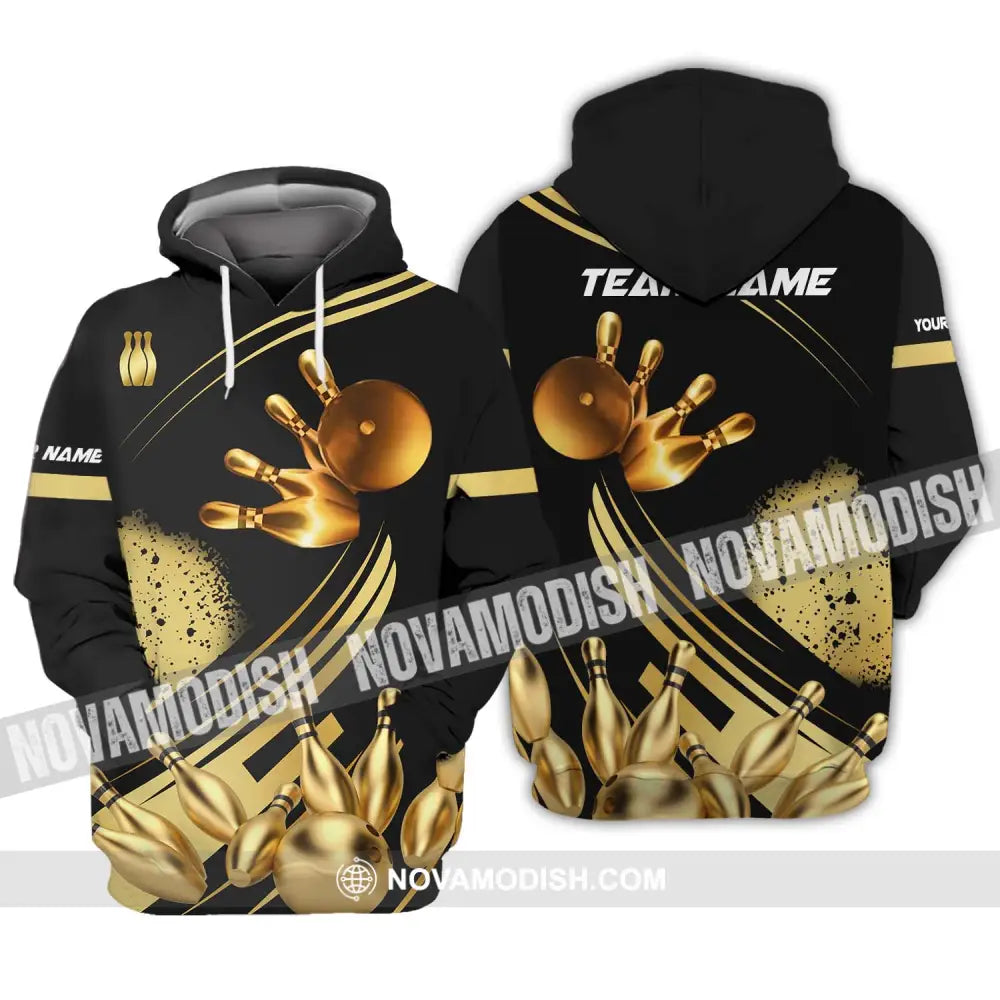 Unisex Shirt - Custom Name And Team Name Shirt Golden Bowling Shirt Hoodie / S T-shirt