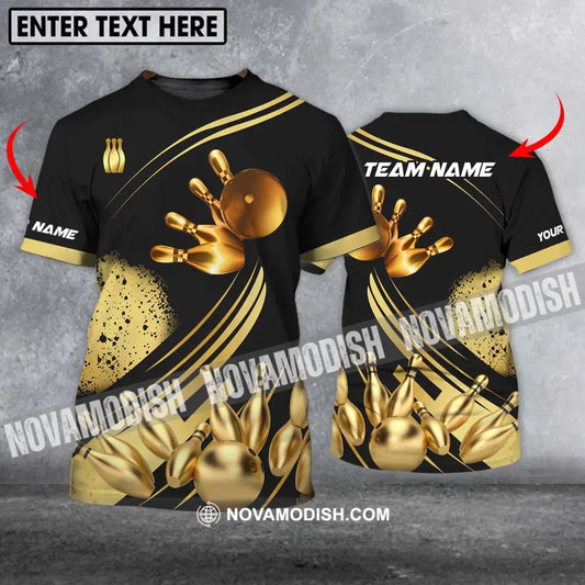 Unisex Shirt - Custom Name And Team Name Shirt Golden Bowling Shirt T-shirt