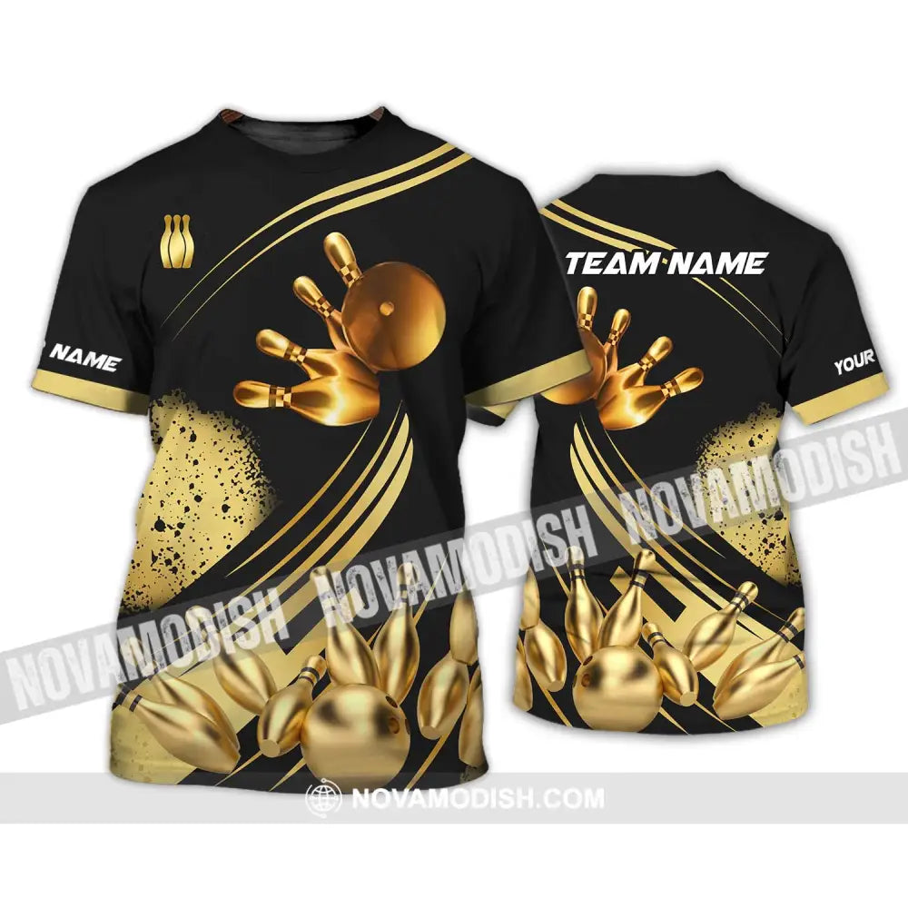 Unisex Shirt - Custom Name And Team Name Shirt Golden Bowling Shirt T-Shirt / S T-shirt
