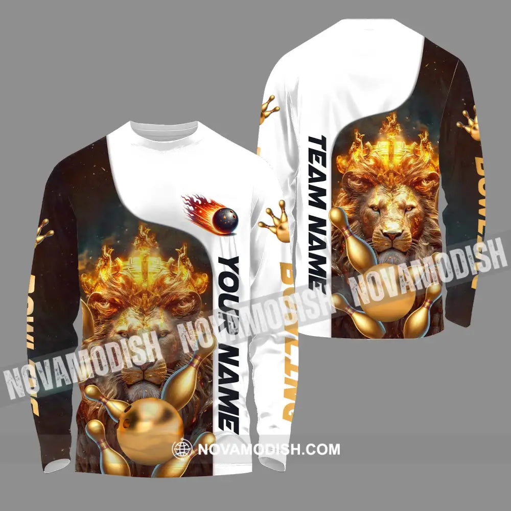 Unisex Shirt - Custom Name And Team Name Shirt Golden Lion Bowling Long Sleeve Shirt / S T-shirt