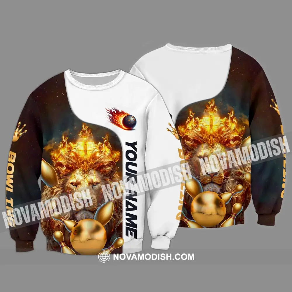 Unisex Shirt - Custom Name And Team Name Shirt Golden Lion Bowling Long Sleeve / S T-shirt