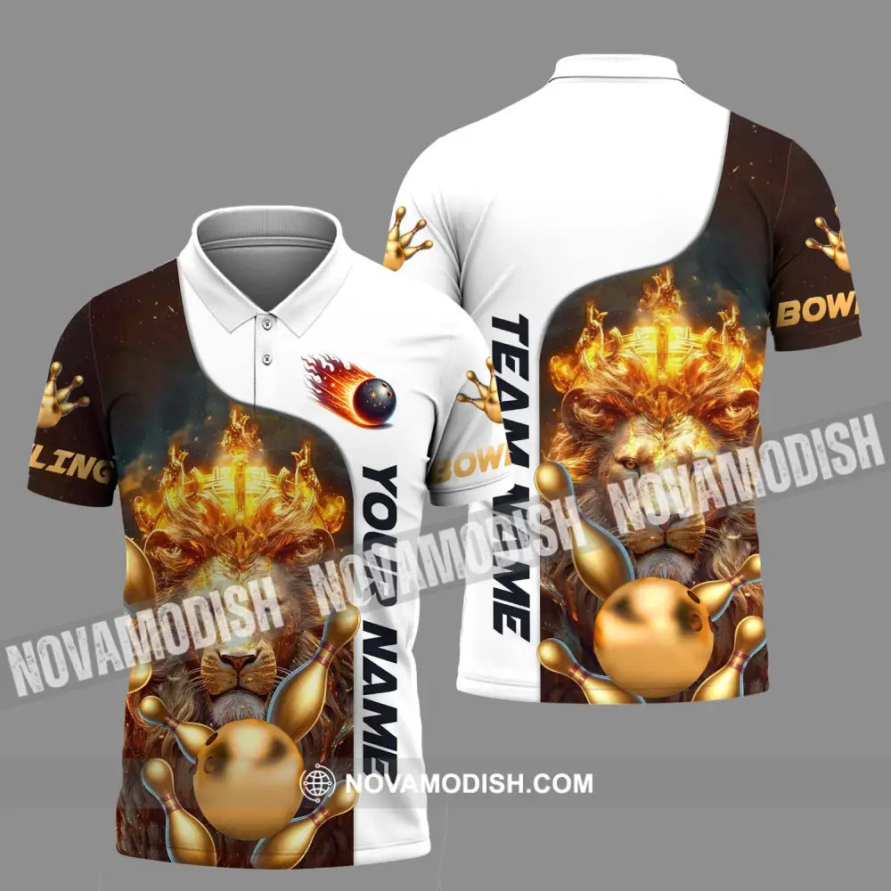 Unisex Shirt - Custom Name And Team Name Shirt Golden Lion Bowling Polo Shirt / S T-shirt