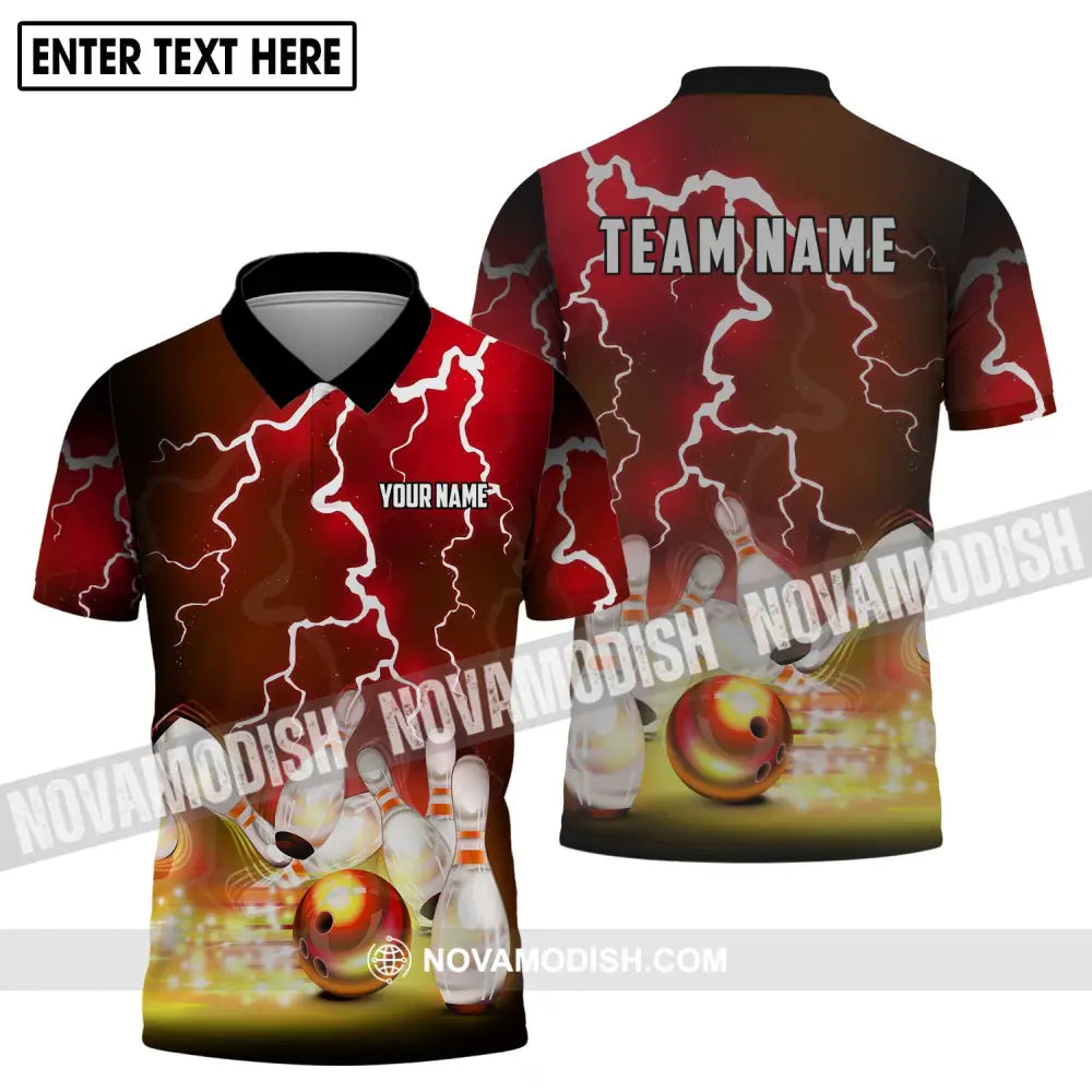Unisex Shirt - Custom Name And Team Name Shirt Golden Thunder Bowling Lover Shirt Polo Shirt / S T-shirt