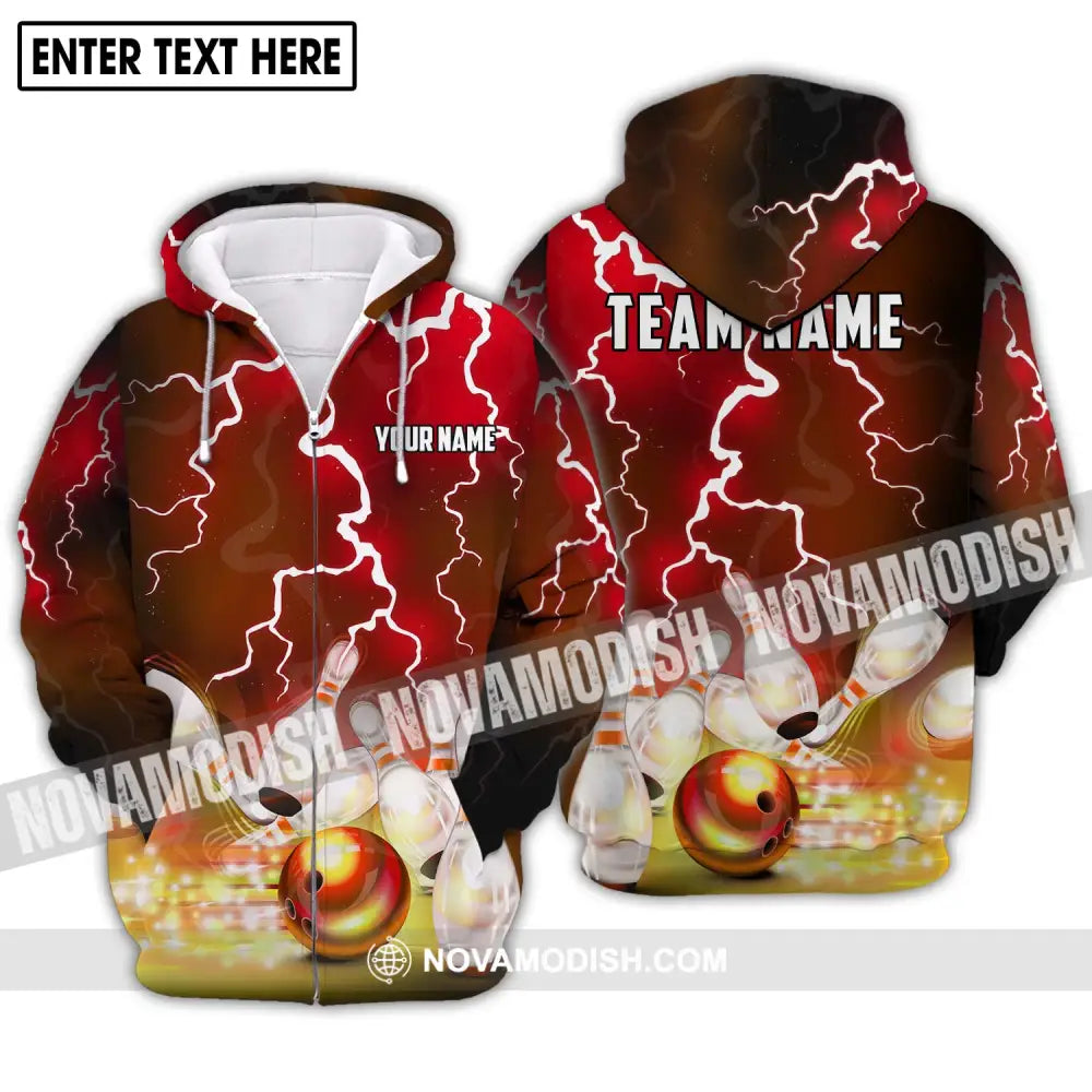 Unisex Shirt - Custom Name And Team Name Shirt Golden Thunder Bowling Lover Shirt Zipper Hoodie / S T-shirt