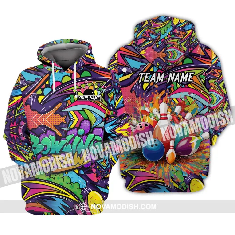 Unisex Shirt - Custom Name And Team Name Shirt Graffiti Bowling Shirt Hoodie / S T-shirt