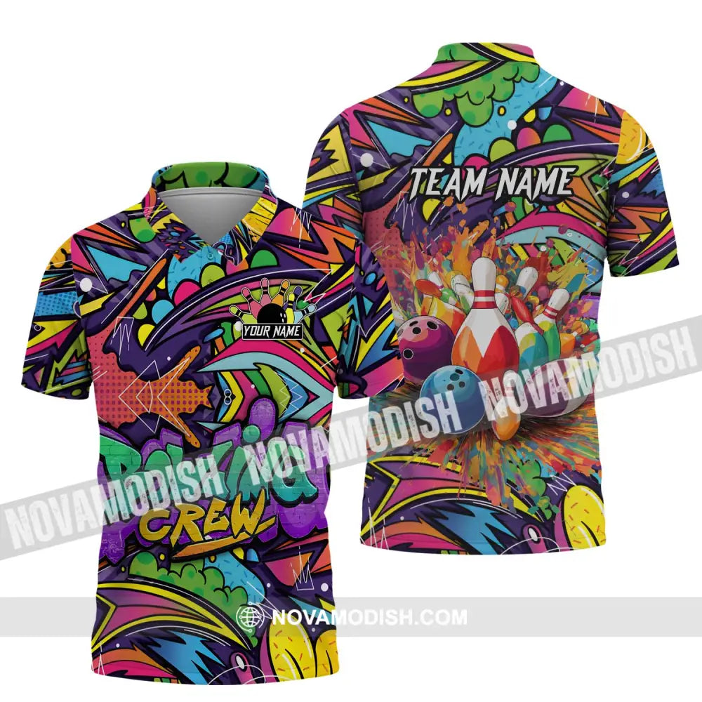 Unisex Shirt - Custom Name And Team Name Shirt Graffiti Bowling Shirt Polo Shirt / S T-shirt