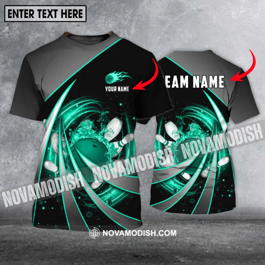 Unisex Shirt - Custom Name And Team Name Shirt Green Bowling Line T-shirt